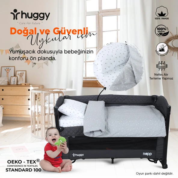 Huggy %100 Pamuk 130x80 Park Yatak Beşik Bebek Nevresim Takımı