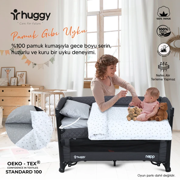 Huggy %100 Pamuk 130x80 Park Yatak Beşik Bebek Nevresim Takımı - 2