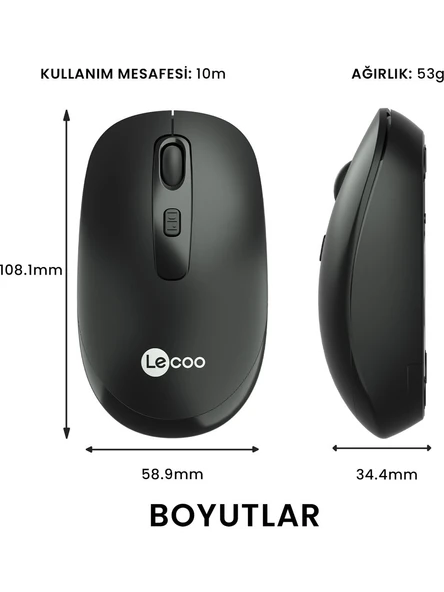 Lenovo Lecoo WS205 Ergonomik Optik Kablosuz Mouse - 6