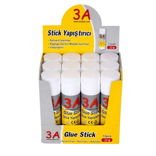 3A Glue Stick Yapıştırıcı 22 gr Kod:903 12 Adet