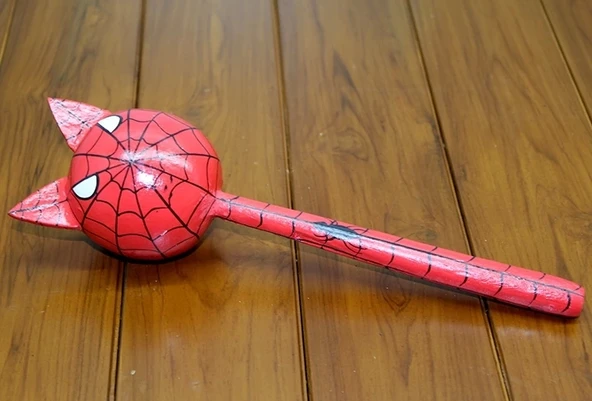 Ahşap Kedili Spiderman Marakas Tekli Polos:24 - 1