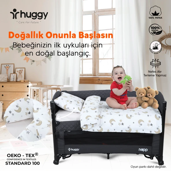Huggy %100 Pamuk 130x80 Park Yatak Beşik Bebek Nevresim Takımı - 3