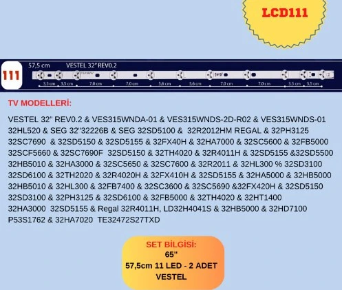 LD32S278, LE32S182, LE32S278, 32TF6520, 32TH2020, 32TH4020, 32TH4025, 32XT3000, 32XT3000, 32XT3000, 32XT3020, 32XT3020, 32XT5000, 32XT5020, 32XT8050, 32FA7033, 32FB5000, LED BAR ürün görseli