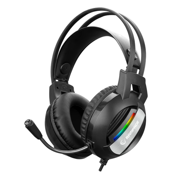 Rampage RM-K71 LINE Siyah 3,5mm + USB Bağlantı Rainbow Aydınlatmalı Oyuncu Mikrofonlu Kulaklık