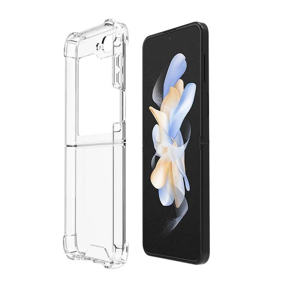 Samsung Galaxy Z Flip 5 Kılıf Şeffaf Köşe Korumalı Jelly Premium Şık Silikon Kılıf Şeffaf
