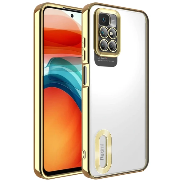 Redmi 10 Şık Tasarımlı ve Parlak Omega Premium Silikon Kılıf Gold