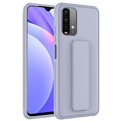Redmi Note 10 Kılıf Şık ve Stantlı QStand Premium Kapak Gri