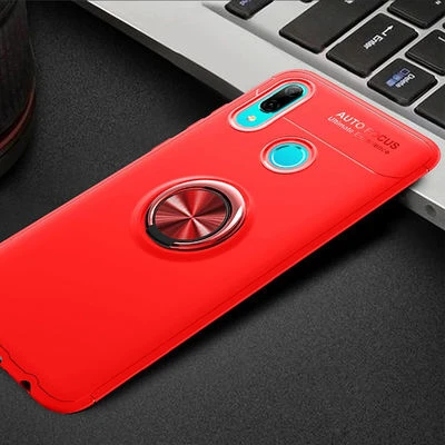 Huawei Y6 2019 Ultra Koruma Sağlayan Stant Özellikli Yüzüklü Ravel Silikon Kılıf Kırmızı