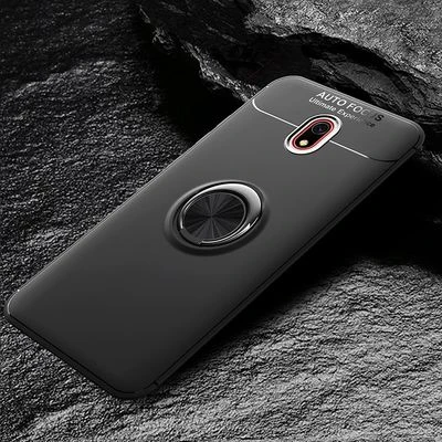Redmi 8A Ultra Koruma Sağlayan Stant Özellikli Yüzüklü Ravel Silikon Kılıf Siyah