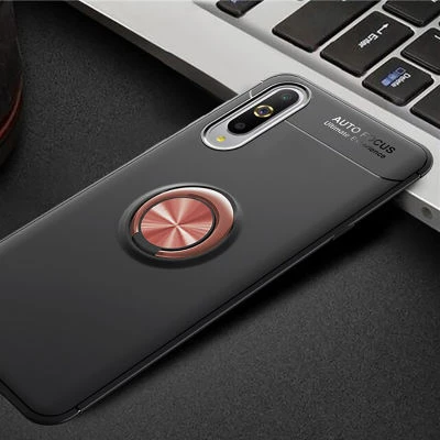 Xiaomi Mi A3 Ultra Koruma Sağlayan Stant Özellikli Yüzüklü Ravel Silikon Kılıf Siyah Rose