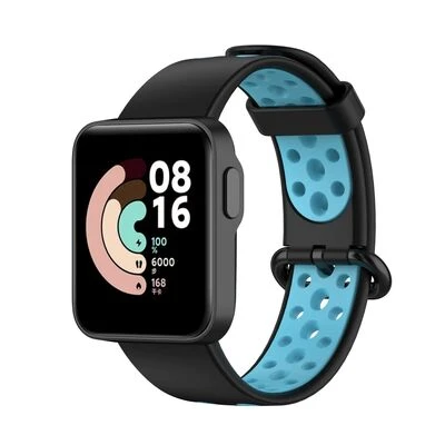 TechnoGuru  Xiaomi Redmi Watch 2 Lite Delikli Suya Dayanıklı Silikon Kordon KRD02  Siyah Mavi