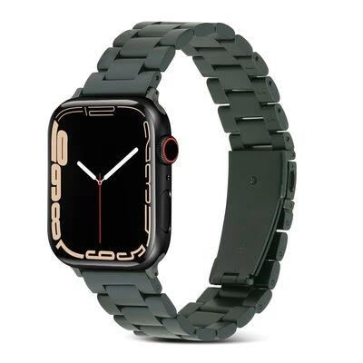TechnoGuru  Apple Watch 38mm 3 Kademeli Katlanabilir Klipsli Metal Kordon KRD04  Olive
