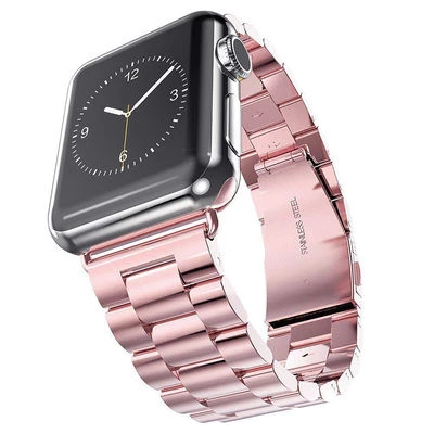 TechnoGuru  Apple Watch 38mm 3 Kademeli Katlanabilir Klipsli Metal Kordon KRD04  Rose