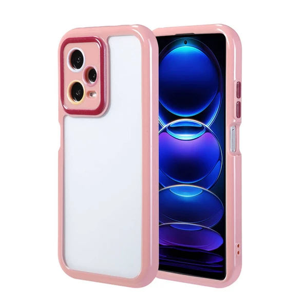 Redmi Note 12 Pro 5G Kılıf Kamera Korumalı Renkli Kenar ve Çerçeve Tasarımlı Vitamin Kapak Mürdüm