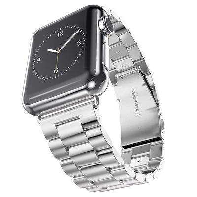TechnoGuru  Apple Watch 44mm 3 Kademeli Katlanabilir Klipsli Metal Kordon KRD04  Gümüş