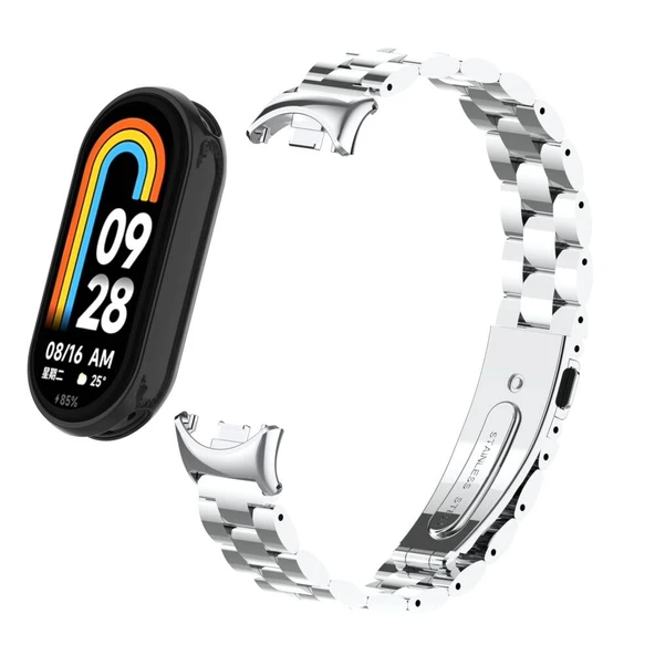 TechnoGuru  Xiaomi Mi Band 7 3 Kademeli Katlanabilir Klipsli Metal Kordon KRD04  Siyah - 2