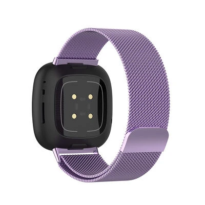 TechnoGuru  Xiaomi Amazfit Pace Hasır Örgü Metal Kordon (22mm) KRD12  Mor