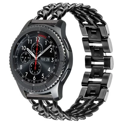 TechnoGuru  ​​Galaxy Watch 46mm (22mm) Halka Zincir Tasarımlı Metal Kordon KRD17  Siyah