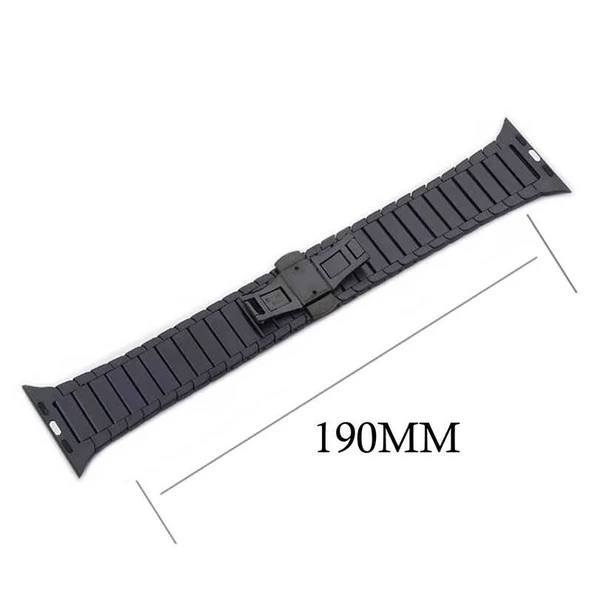 TechnoGuru  Apple Watch 44mm Klipsli Seramik Metal Kordon KRD16  Siyah - 2
