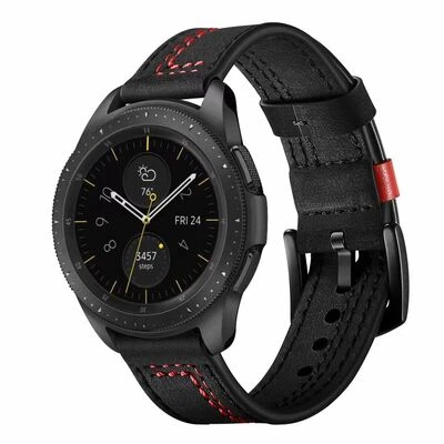 TechnoGuru  Huawei Watch GT 3 46mm Ayarlanabilir 8 Kademeli Deri Kordon KRD19  Siyah