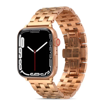 TechnoGuru  Apple Watch 44mm Katlamalı Metal Kordon KRD20  Rose