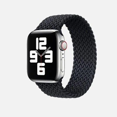 TechnoGuru  Apple Watch 44mm Tek Parça Medium Beden Örgü Tasarımlı Kordon KRD32  Siyah