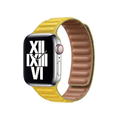 TechnoGuru  ​​​Apple Watch 38mm Mıknatıslı Pu Deri Kordon KRD34  Sarı