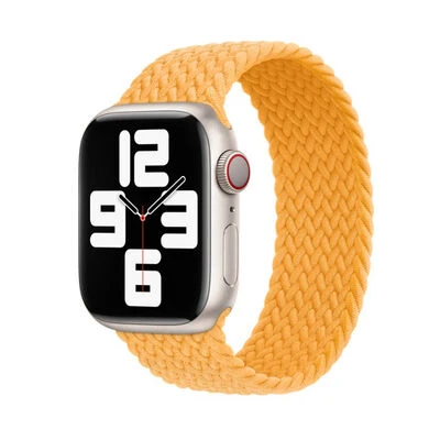 TechnoGuru  Apple Watch Ultra 49mm Tek Parça Medium Beden Örgü Tasarımlı Kordon KRD32  Sarı