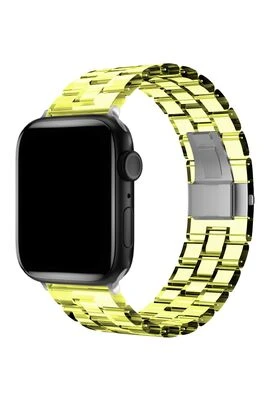 TechnoGuru  Apple Watch 42mm Katlamalı Şeffaf Yapılı Klipsli Kordon KRD33  Sarı