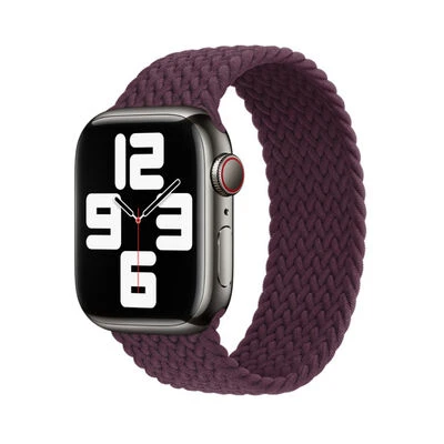 TechnoGuru  Apple Watch 40mm Tek Parça Medium Beden Örgü Tasarımlı Kordon KRD32  Koyu Mor