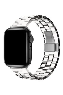 TechnoGuru  Apple Watch 42mm Katlamalı Şeffaf Yapılı Klipsli Kordon KRD33  Şeffaf