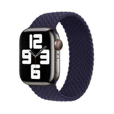 TechnoGuru  Apple Watch Ultra 49mm Tek Parça large Beden Örgü Tasarımlı Kordon KRD32  Gece Mavisi