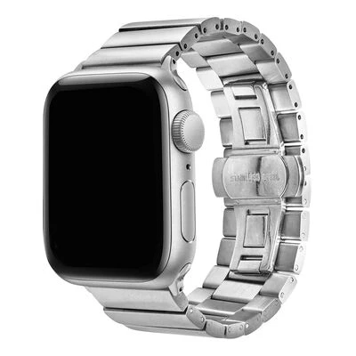 TechnoGuru  Apple Watch 44mm Kordon Metal Katlamalı ve Klipsli KRD41  Gümüş