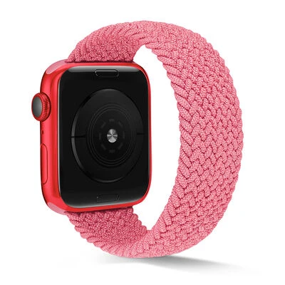 TechnoGuru  Apple Watch Ultra 49mm Kordon Large Beden Örgü Tasarımlı Kordon KRD38  Pembe