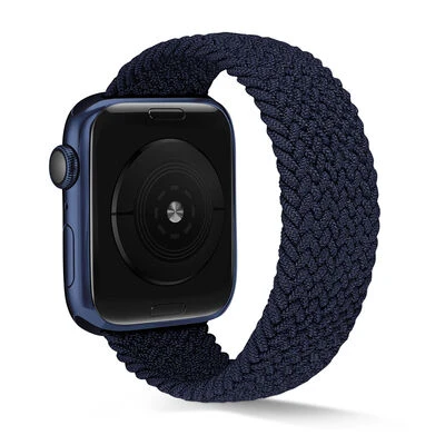 TechnoGuru  Apple Watch 44mm Kordon Medium Beden Örgü Tasarımlı Kordon KRD38  Lacivert