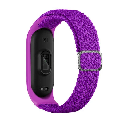 TechnoGuru  Xiaomi Mi Band 6 Hasır Esnek Örgü Naylon Kordon KRD49  Pitaya Moru