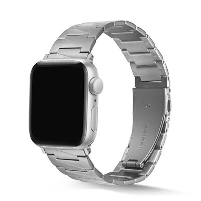 TechnoGuru  Apple Watch 38mm ZikZak Şeritli Metal Katlanabilir Kordon KRD48  Gümüş