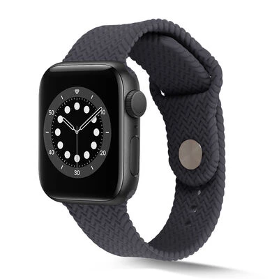 TechnoGuru  Apple Watch 40mm Örgü Tasarımlı Esnek Silikon Kordon KRD37  Gri