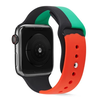 TechnoGuru  Apple Watch Ultra 49mm Çok Renkli Şık Esnek Silikon Kordon KRD39  Siyah