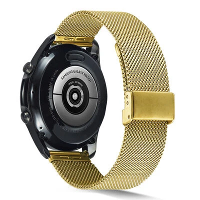 TechnoGuru  Xiaomi Amazfit Pace (22mm) Metal Hasır Örgülü Kordon KRD45  Gold