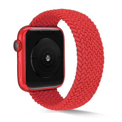 TechnoGuru  Apple Watch 40mm Kordon Small Beden Örgü Tasarımlı Kordon KRD38  Kırmızı