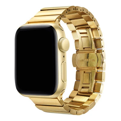 TechnoGuru  Apple Watch 42mm Kordon Metal Katlamalı ve Klipsli KRD41  Gold