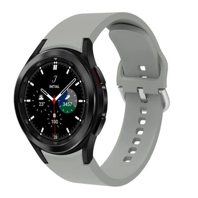TechnoGuru  Galaxy Watch 4 Classic 42mm Yumuşak 10 Kademeli Ayarlanabilir Silikon Kordon KRD50  Gri