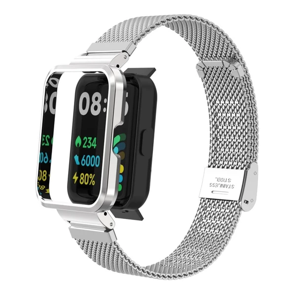 TechnoGuru  Mi Watch Lite Metal Klipsli Hasır örgü Katlanabilir Kordon KRD59  Siyah - 3