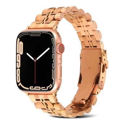 TechnoGuru  ​​​Apple Watch 42mm Şeritli Katlamalı Metal Kordon KRD54  Rose