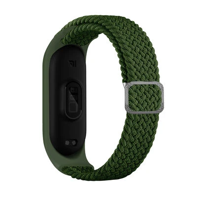 TechnoGuru  Xiaomi Mi Band 4 Hasır Esnek Örgü Naylon Kordon KRD49  Yeşil