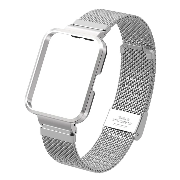 TechnoGuru  Mi Watch Lite Metal Klipsli Hasır örgü Katlanabilir Kordon KRD59  Siyah - 4