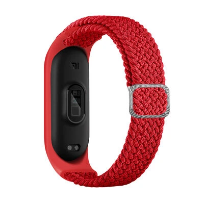 TechnoGuru  Xiaomi Mi Band 3 Hasır Esnek Örgü Naylon Kordon KRD49  Kırmızı