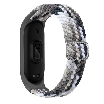 TechnoGuru  Xiaomi Mi Band 3 Hasır Esnek Örgü Naylon Kordon KRD49  Renkli Siyah