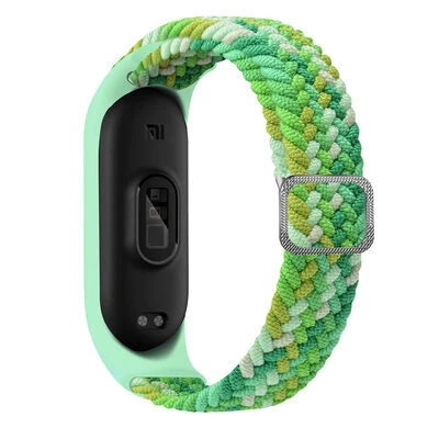 TechnoGuru  Xiaomi Mi Band 3 Hasır Esnek Örgü Naylon Kordon KRD49  Renkli Yeşil